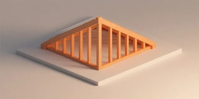 Ahşap Çatı Makası hesaplama aracı — izometrik 3D illüstrasyon