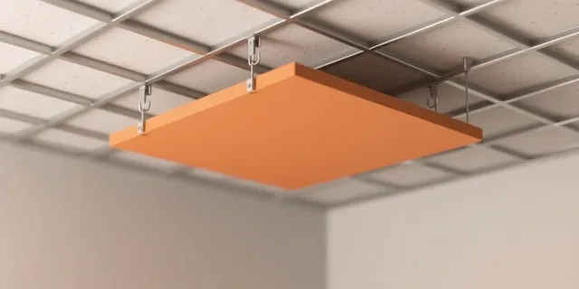 Alçıpan Asma Tavan hesaplama aracı — izometrik 3D illüstrasyon