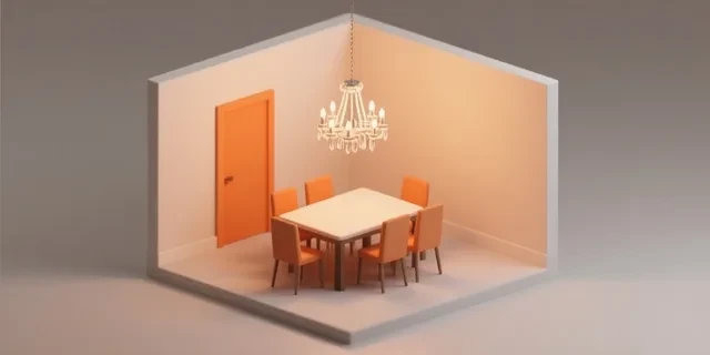 Avize Çapı ve Asma Yüksekliği hesaplama aracı — izometrik 3D illüstrasyon