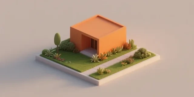 Bahçe Peyzaj Alanı hesaplama aracı — izometrik 3D illüstrasyon