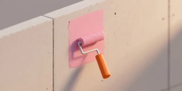 Brüt Beton Astarı (Betokontakt) hesaplama aracı — izometrik 3D illüstrasyon