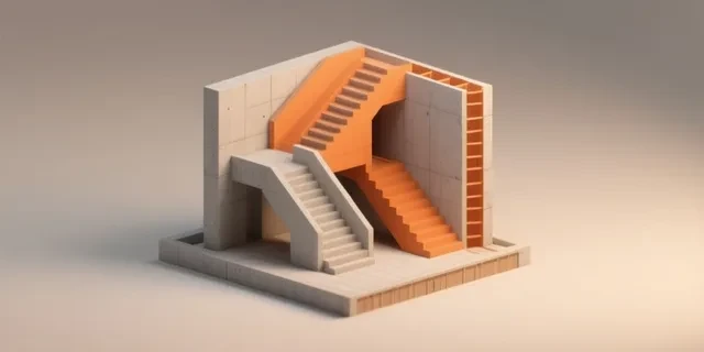 Beton Merdiven hesaplama aracı — izometrik 3D illüstrasyon