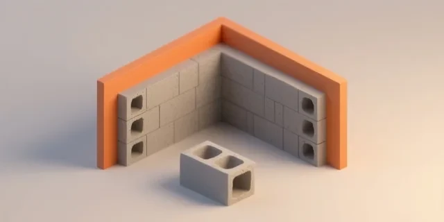 Bims Blok Duvar hesaplama aracı — izometrik 3D illüstrasyon