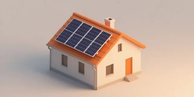 Çatı GES Ön-Boyutlama (Güneş Paneli) hesaplama aracı — izometrik 3D illüstrasyon