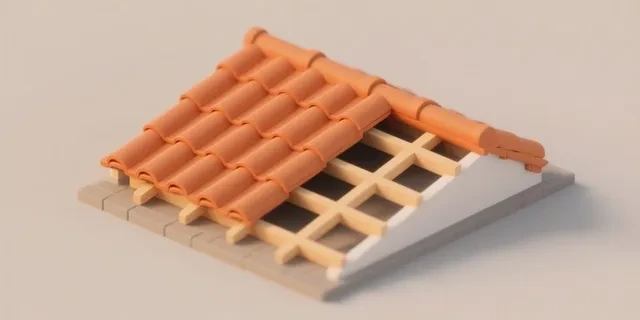 Çatı Kaplama (Kiremit/Metal/Shingle) hesaplama aracı — izometrik 3D illüstrasyon