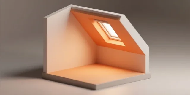 Çatı Katı (Attic) hesaplama aracı — izometrik 3D illüstrasyon