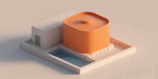 Dikdörtgen Depo hesaplama aracı — izometrik 3D illüstrasyon