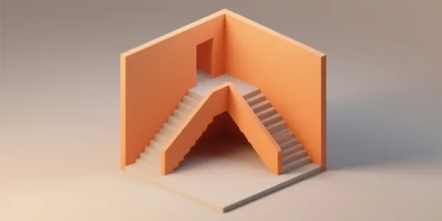 90° Dönüşlü Merdiven hesaplama aracı — izometrik 3D illüstrasyon