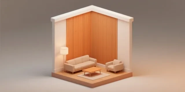 Duvar Paneli / Lambri hesaplama aracı — izometrik 3D illüstrasyon