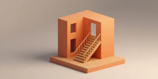 Düz Merdiven hesaplama aracı — izometrik 3D illüstrasyon