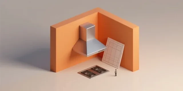 Davlumbaz Sac Deseni hesaplama aracı — izometrik 3D illüstrasyon