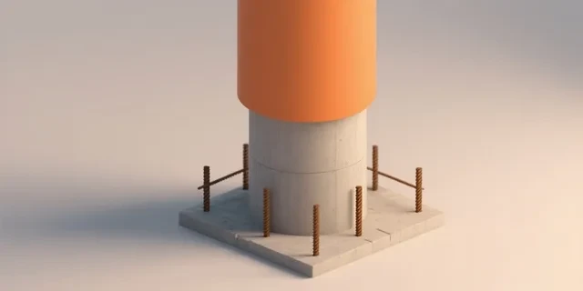 Kazık / Sütun Temel hesaplama aracı — izometrik 3D illüstrasyon