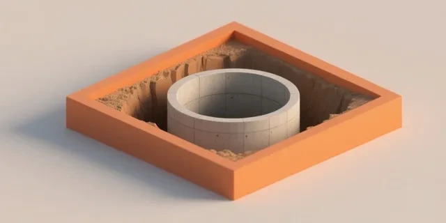 Kuyu Kazısı hesaplama aracı — izometrik 3D illüstrasyon