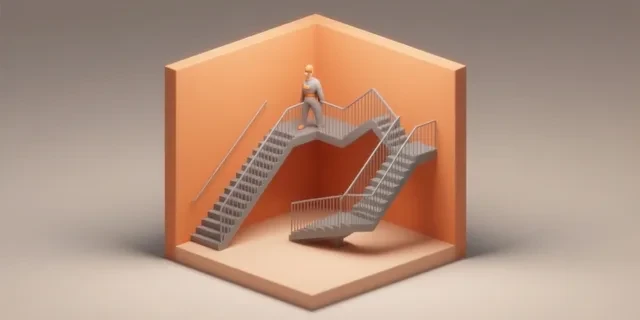 180° Metal Merdiven hesaplama aracı — izometrik 3D illüstrasyon