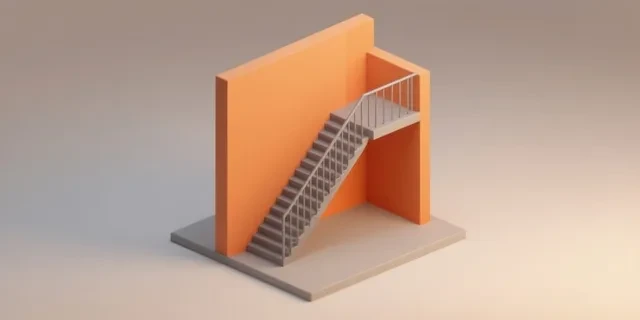 Metal Merdiven hesaplama aracı — izometrik 3D illüstrasyon