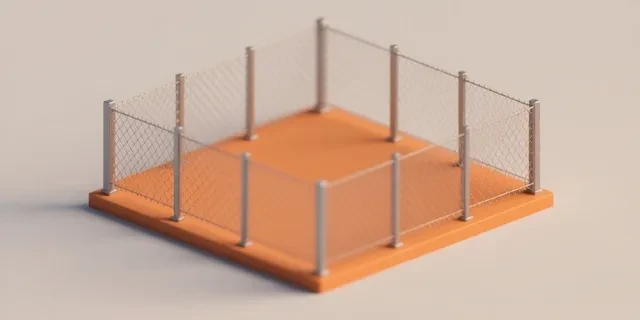 Panel Çit hesaplama aracı — izometrik 3D illüstrasyon