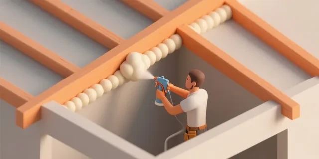 Sprey Poliüretan Köpük hesaplama aracı — izometrik 3D illüstrasyon