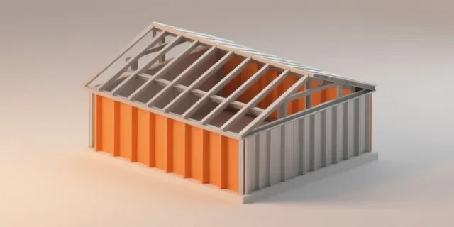 Sandviç Panel Çatı hesaplama aracı — izometrik 3D illüstrasyon