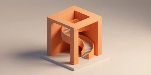 Döner (Spiral) Merdiven hesaplama aracı — izometrik 3D illüstrasyon