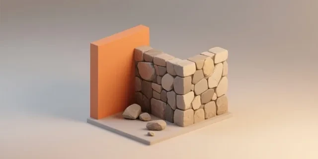 Taş Duvar hesaplama aracı — izometrik 3D illüstrasyon