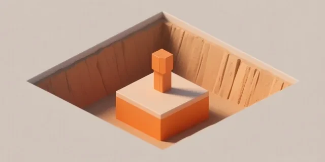 Temel Çukuru Kazısı hesaplama aracı — izometrik 3D illüstrasyon