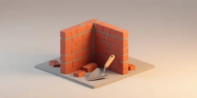 Tuğla Duvar hesaplama aracı — izometrik 3D illüstrasyon