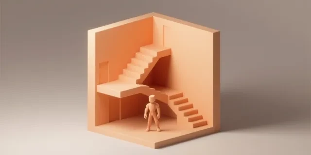 Üç Kollu Merdiven hesaplama aracı — izometrik 3D illüstrasyon
