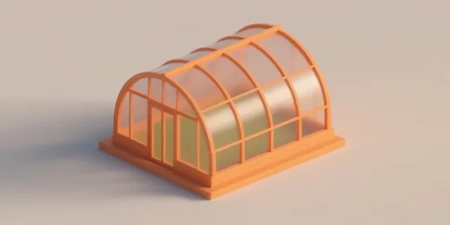 Yarım Daire Sera hesaplama aracı — izometrik 3D illüstrasyon